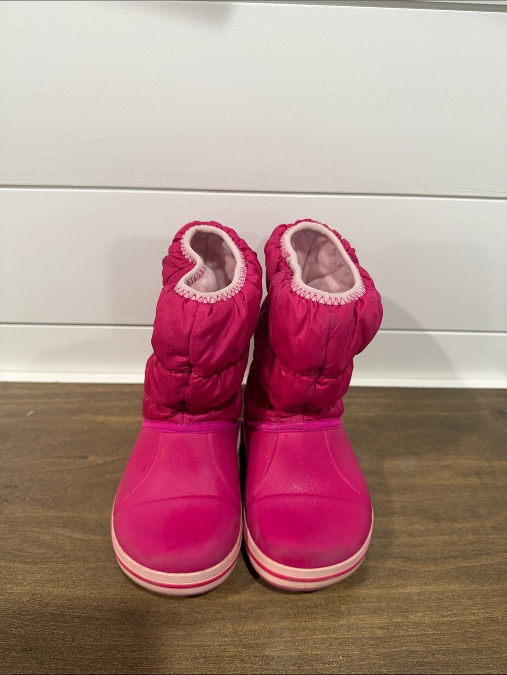 CROCS Hot Pink Puff Booties